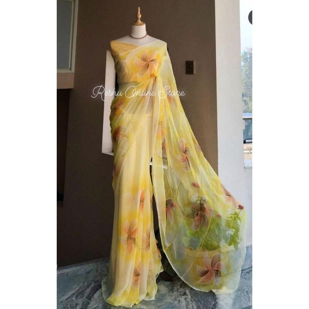 Stylish Casual Wear & Office Wear Saree for Women, Blouse (Need To Be Stitched As Per Size And Fit)