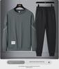 Мужской повседневный спортивный костюм весна/осень 2024 г.: Комплект из толстовок с круглым вырезом и бархатом