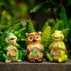 Солнечная статуэтка черепахи, лягушки, совы, садовый светильник, фигурка, декор для улицы, газона, водонепроницаемые, милые животные, украшения для патио, балкона, двора