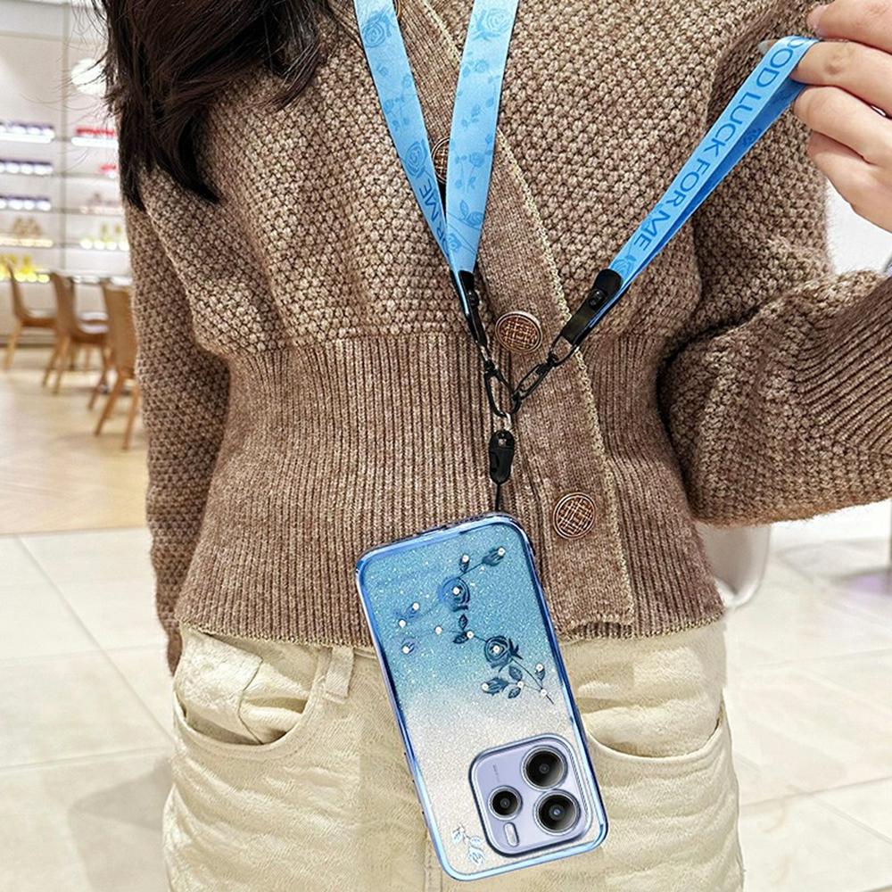 Для Xiaomi Redmi Note 14 4G (164,84мм) Чехол с цветочным узором, градиентный чехол для телефона из ТПУ со шнурками