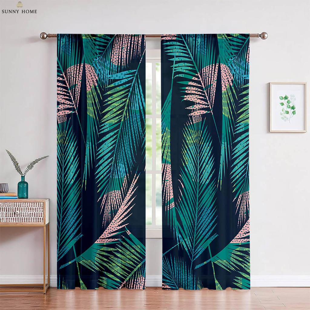 2 шт. тропическая растительность зеленые листья монстера листья 3D печать шторы спальня гостиная кухня декоративные шторы