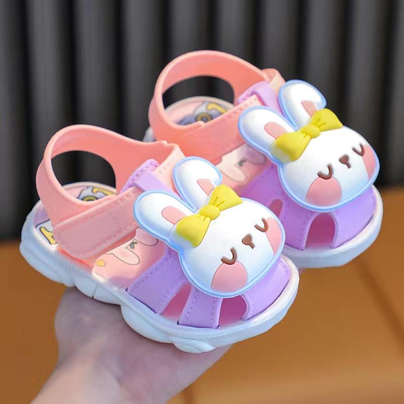 Baby Summer 3D Rabbit Bear Boys Girl's Sandals Kids Cartoon PVC Non Slip Sandals Children Soft Bottom Hook Loop Kids Beach Shoes