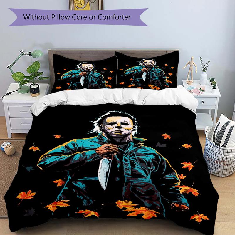 Halloween Horror Icon Print 3Pcs Bedding Setduvet Cover With 2 Bedropillowcase Home Birthday Gift