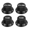 Speed ??Control Knob, 2 Volume, 2 Tone Top Hat Guitar Bell Knob, for ST/SQ Electric Guitars, Plastic, 6mm Inner Diameter, Black with White Char