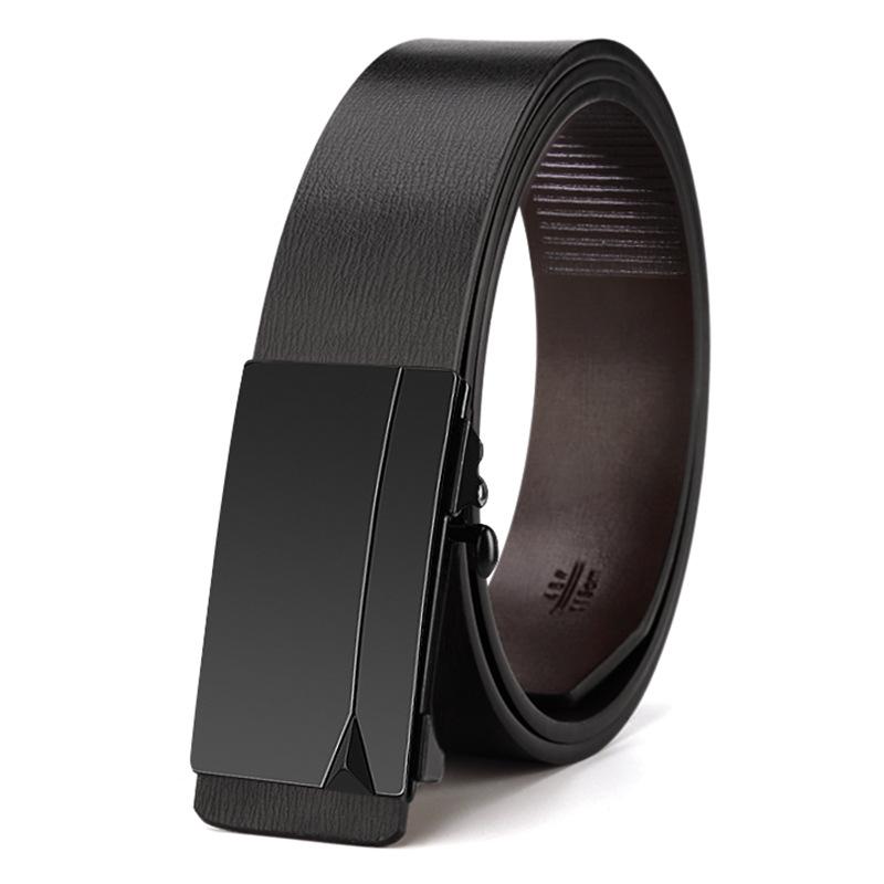 Простой мужской ремень Автоматическая пряжка Ремень из натуральной кожи для мужчин Молодых мужчин Деловой Универсальный ремень из коровьей кожи для мужчин Среднего и молодого возраста