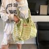 Милая клетчатая сумка через плечо для весны и лета, новая тканевая сумка с надписью, большая вместительная сумка-тоут для студентов