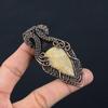 Fossil Coral Gemstone Pure Copper Wire Wrapped Handmade Pendant Jewelry Gift For Her