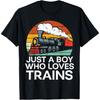 Просто парень, который любит поезда Ретро Локомотив Мужская Детская Молодежная Футболка