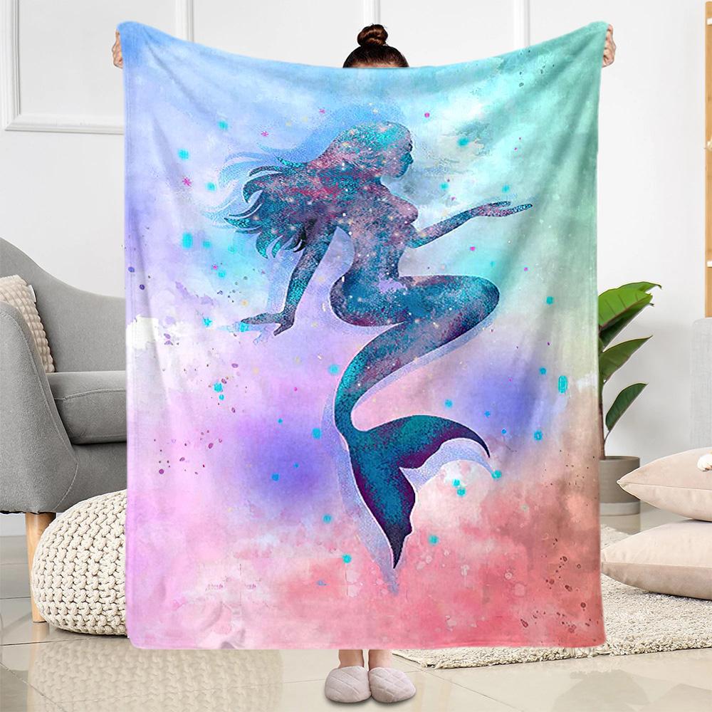 Mermaid Watercolor Fantasy Art Blankets are suitable for living rooms, bedrooms, camping, and other places, making them an ideal choice for gifts.
