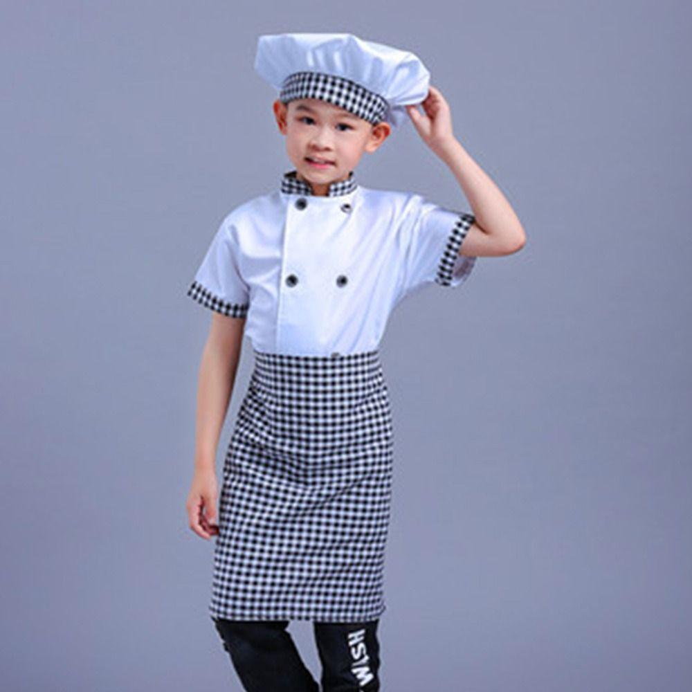 Role-Play Children Chef Uniform Carnival Party Kitchen Hat Fashion Cosplay Costume Kids Boys Girls