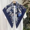 High-end New Spring and Summer Flower Print Big Square Scarf Fashionable and Versatile Sun Protection Headscarf Decorative Scarf Scarf for Women