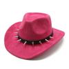 Suede Rivet Western Cowboy Top Hat Wool Felt Hat Men'S And Women'S Jazz Hat British Felt Hat