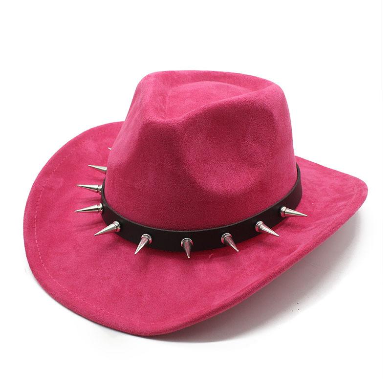Suede Rivet Western Cowboy Top Hat Wool Felt Hat Men'S And Women'S Jazz Hat British Felt Hat