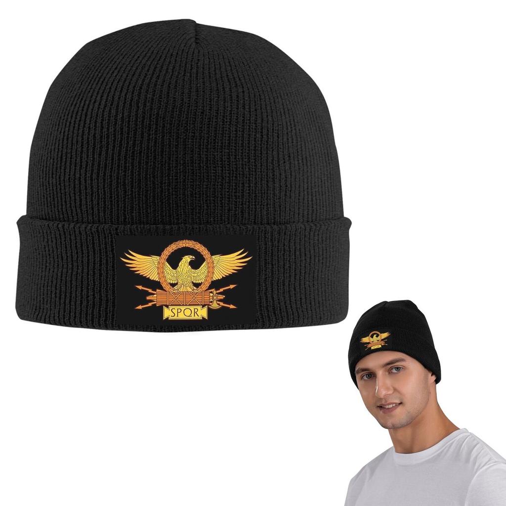 Ancient RoUnisex SPQR Warm Knitted Cap Hip Hop Bonnet Hat Autumn Winter Outdoor Beanies Hats for Unisex Womenx Adult