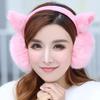 Winter Warm Earmuffs Super Soft Ultra-Thick Friendly To Skin Solid Color Women Earmuffs Ear Cover with Cat Ears