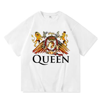 2023 Повседневная летняя хлопковая футболка с принтом QUEEN, свободная футболка с коротким рукавом и круглым вырезом для влюбленных, женские топы