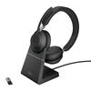 Jabra Evolve2 65 UC Stereo USB-A Stand Black Binaural Wireless Headset with 37-Hour Battery Life, Dedicated Charging Stand, and 2-Year Warranty