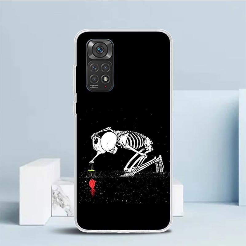 Человеческий скелет Красная роза Чехол для телефона для Xiaomi Redmi Note 15 14 14S 13 12S 12 Pro Plus 11S 11 11T 11E 10S 10 + Мягкая задняя крышка из ТПУ