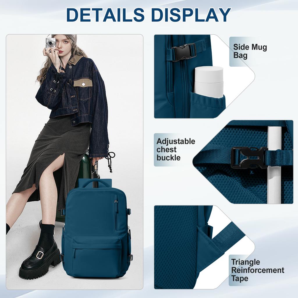 Дорожный рюкзак для женщин, сумка для личных вещей в самолете, сумка для ручной клади в самолете, водонепроницаемый рюкзак для ноутбука, повседневный школьный рюкзак для книг в колледже