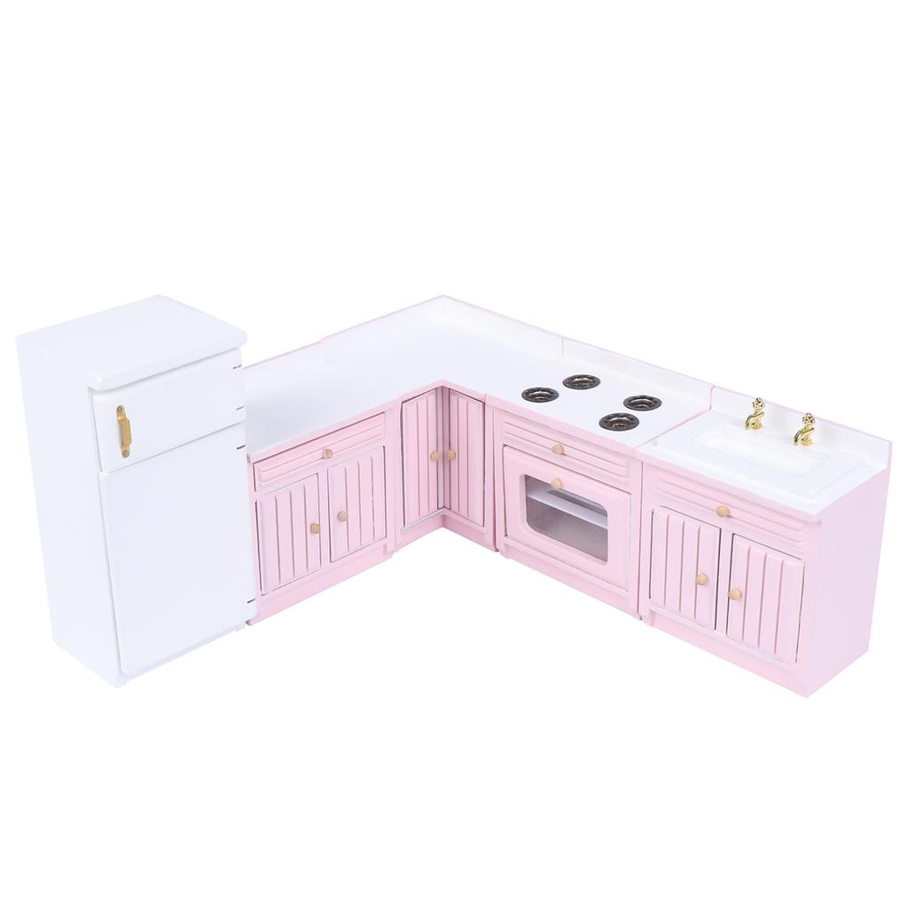 Dollhouse Kitchen Furniture Kit 1:12 Dollhouse Furniture Wooden Kitchen Cabinet