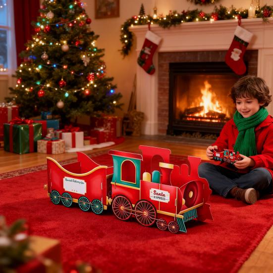 Christmas Presents Train Toy Santa Gift Boxes Express Gingerbread Classical Train Ornament Holiday
