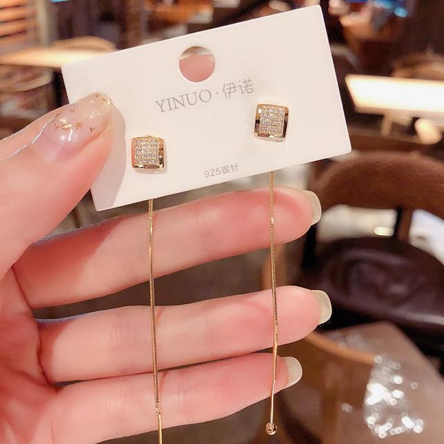 Модные длинные серьги с искусственным жемчугом, женские серьги-подвески со стразами и цветком в виде Луны и звезды, модные корейские ювелирные серьги