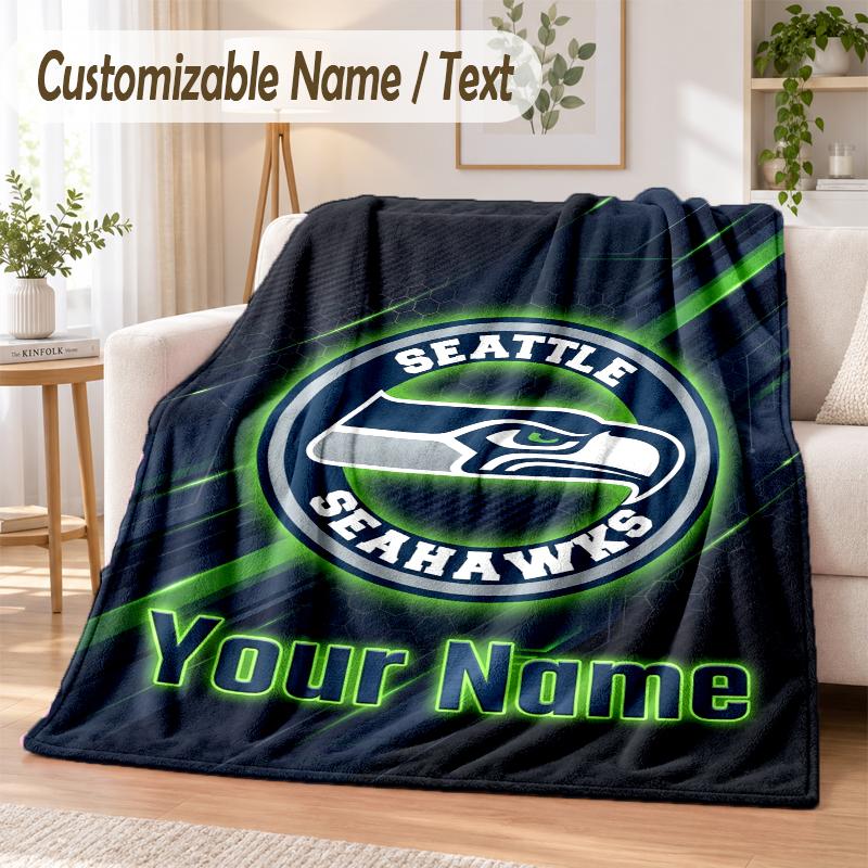 Фланелевое одеяло с индивидуальным текстом Принт Seattle Seahawks Теплое уютное одеяло для дома дивана кровати