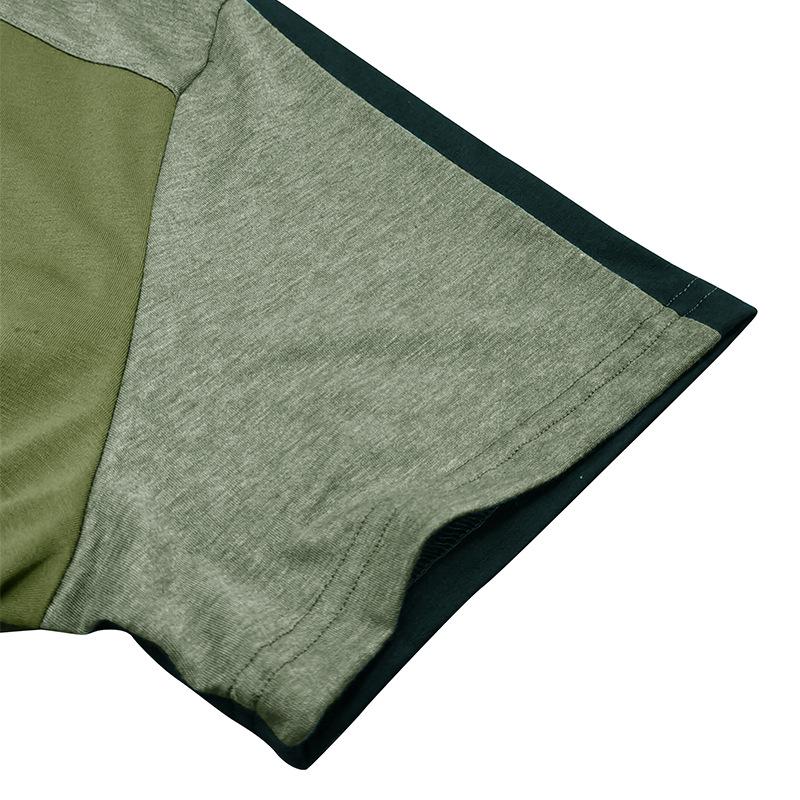 Мужская летняя спортивная рубашка Henry в европейском и американском стиле с коротким рукавом и воротником-стойкой, модный топ для фитнеса в стиле пэчворк