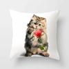 Cute Cat  Print Polyester Cushion Cover 45x45 Throw Pillow Case For Sofa Car Home Decorative Pillowcase Pillow Cover