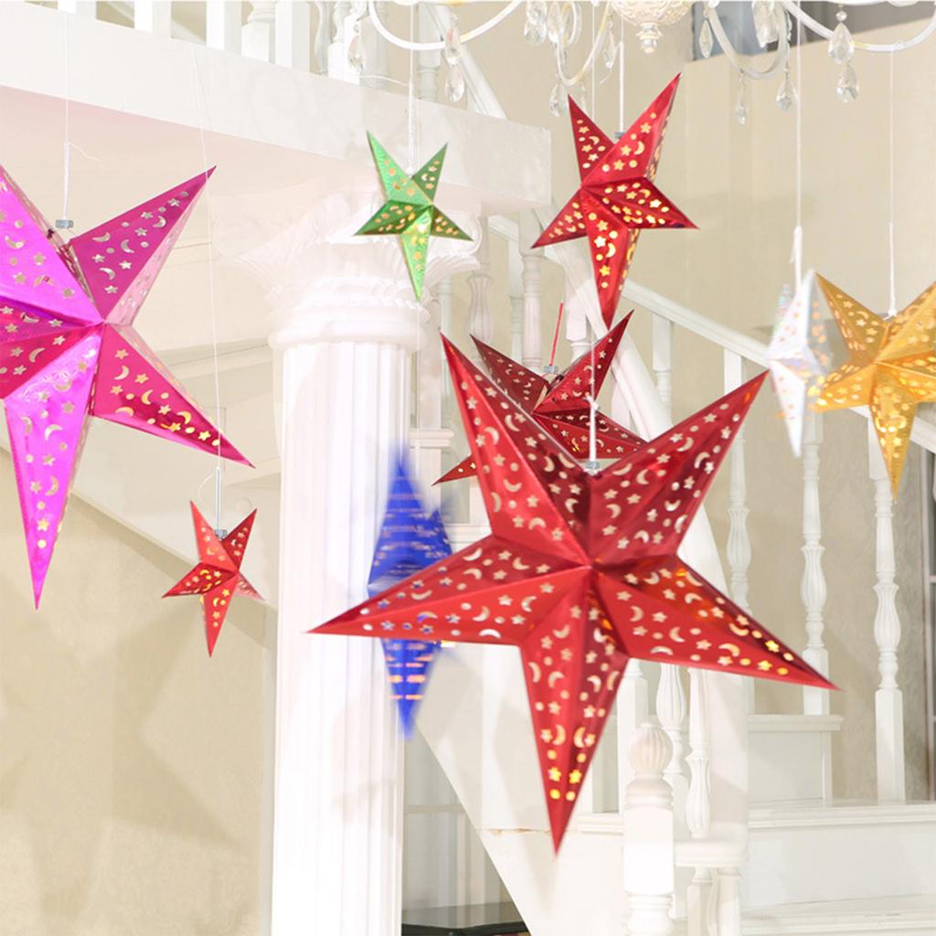 18 Inch Christmas Decoration Xmas Paper Star Holiday Star Hanging Ceiling Stars Pendant 3D Christmas Tree Lampshade 3D Paper Star Hanging Decoration
