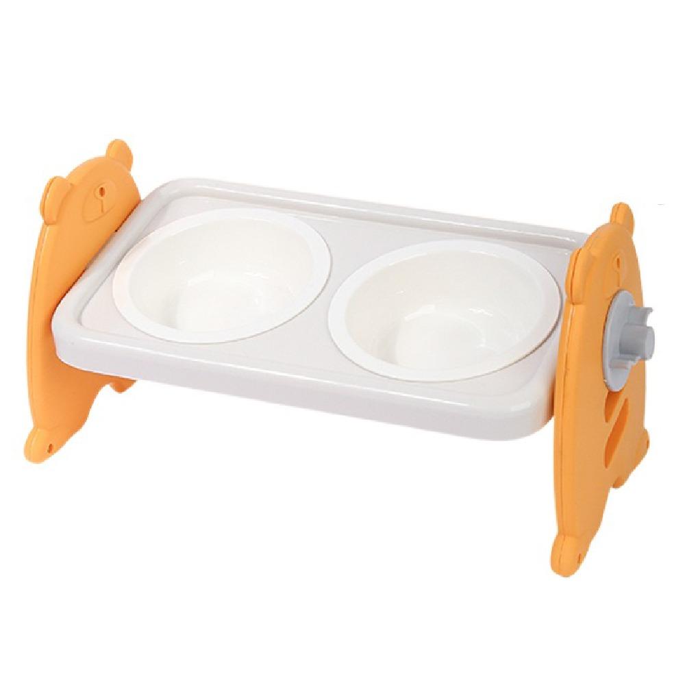 Double Bowls Pet High Footed Bowl 15 ° Slant Non-Slip Cat Food Water Bowl Anti-vomiting Multifunction Elevated Pet Feeder Bowl