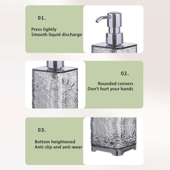 300/400ML Ripple Liquid Soap Dispenser Shampoo Body Hand Wash Shower Gel Facial Cleanser Container Bathroom Refillable Empty Press Pump Bottle