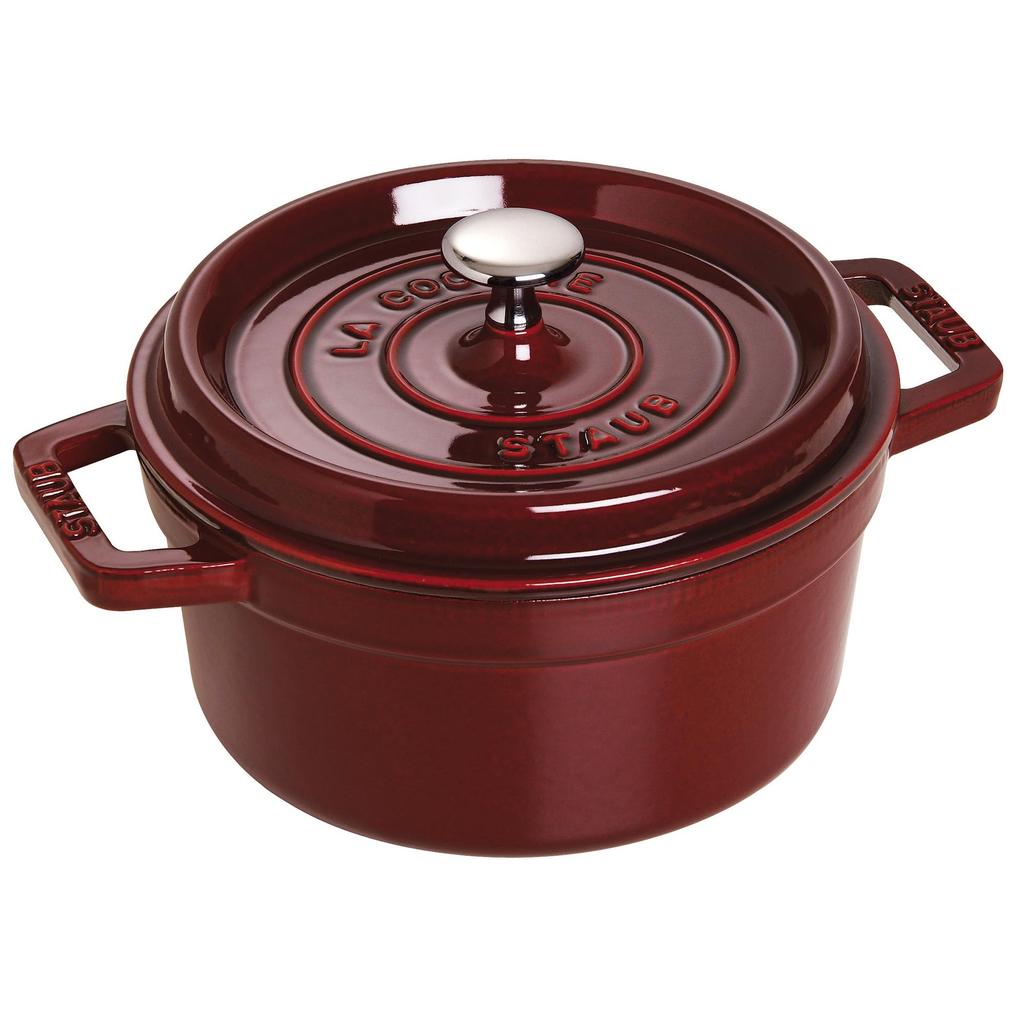 Staub Cocotte Round Grenadine Red Both Hand Enamel Pot IH Compatible Japanese La Cocotte Round "Pico 22cm" [Authorized Product] 40509-355