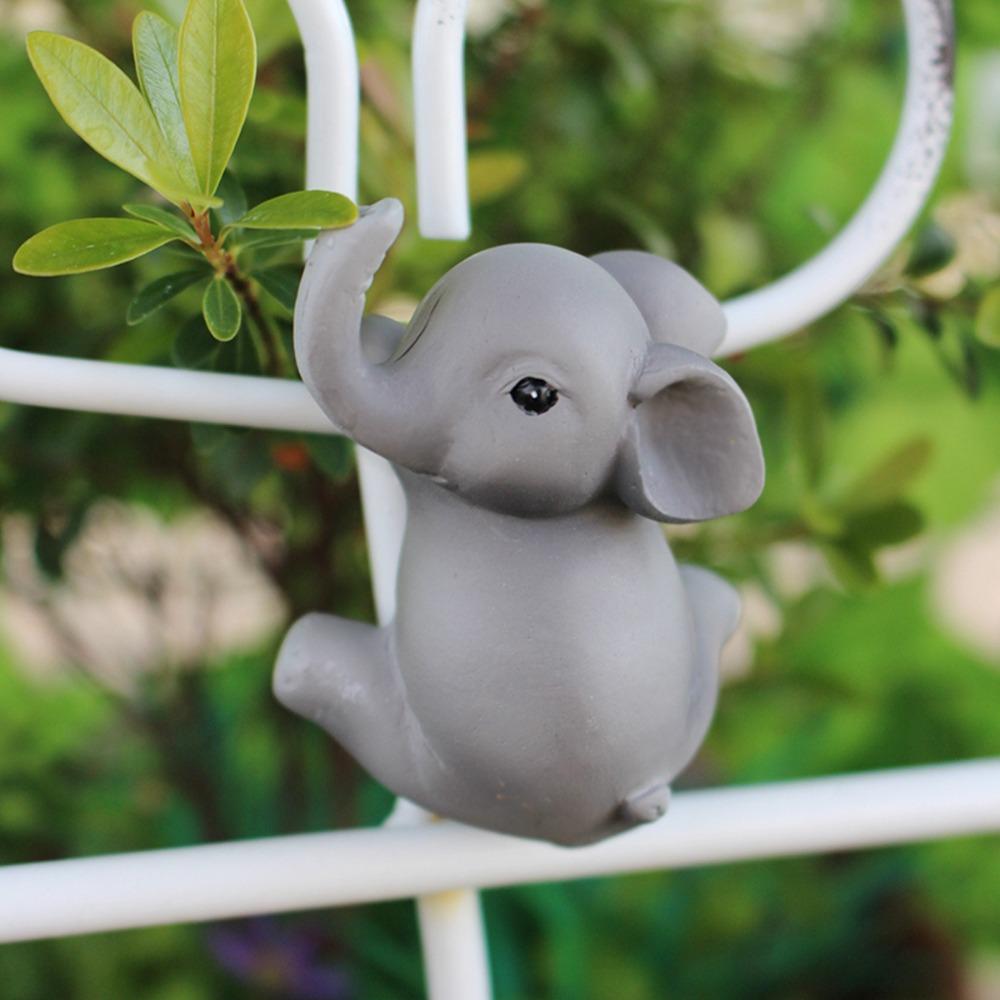Cartoon Elephant Bonsai Pendant Cute Animal Statue  For Office Outdoor Plant Decor