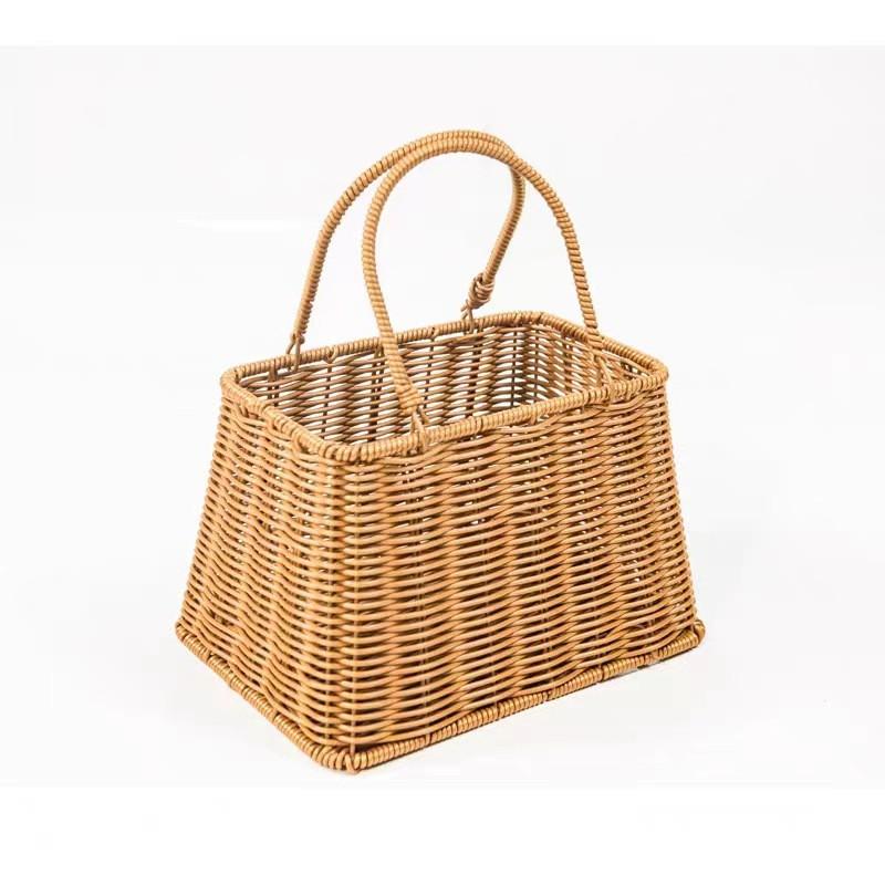 Handheld Woven Storage Basket Cosmetics Jewelry Small Tote Modern Minimalist Design
