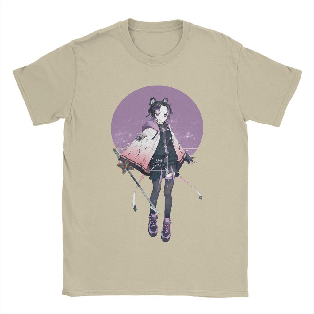 Anime Demon Slayer Shinobu Kocho T Shirt Men Cotton Novelty T-Shirt Round Collar  Tees Short Sleeve Clothing Gift Idea