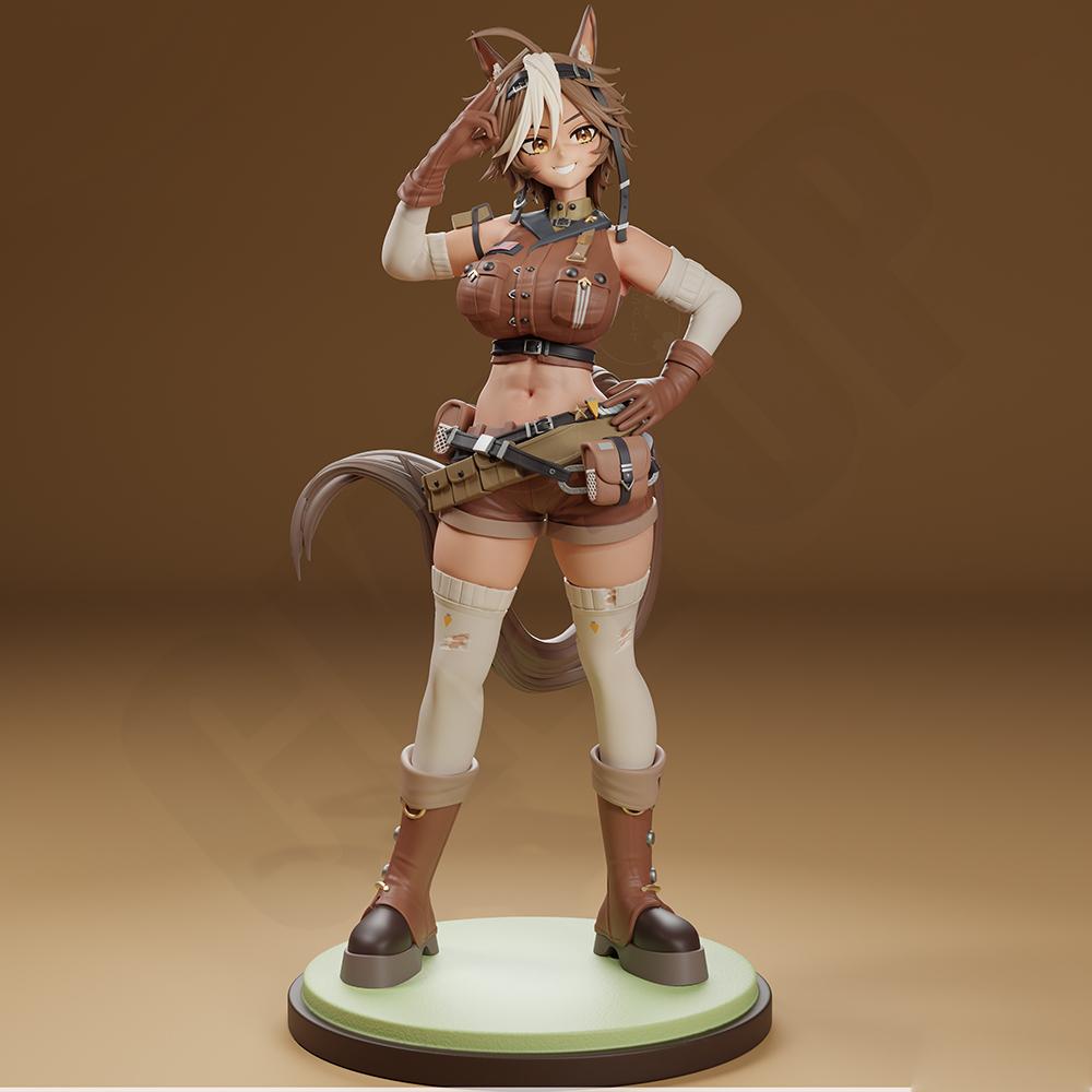 1/24 Horse Girl Courier Beauty Statue Grey Resin 3D Print Model Unassembled Unpainted GK Toy High Precision Miniature DIY Kit
