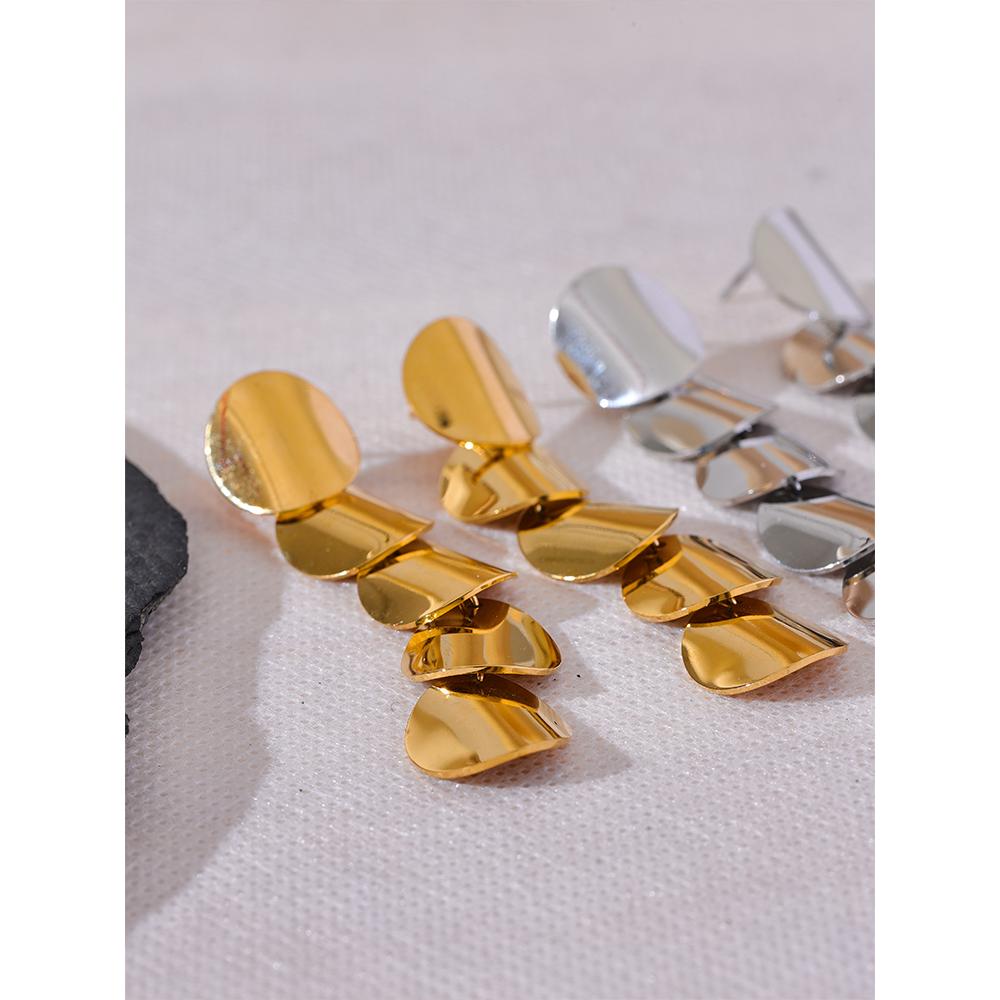 Eetit Гладкие металлические круглые длинные висячие серьги из нержавеющей стали для женщин, простые привлекательные водонепроницаемые украшения для ушей