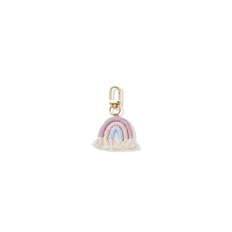Hand-Woven Rainbow Keychain Pendant