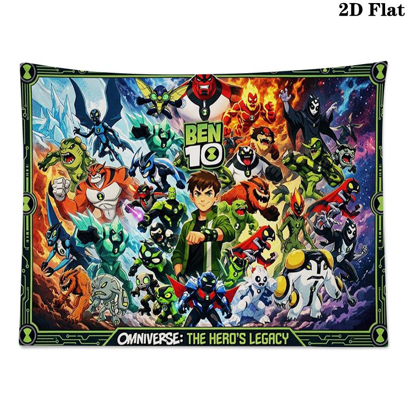 ben 10 Wall Tapestry Aesthetic Wall Hanging Printed Fabric Blanket Decorative Tapestries for Bedroom Living Room Home Decor