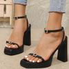 Fashion Chunky Platform Super High Heels Sandals Women Crystal Buckle Ankle Strap Gladiator Shoes Woman Summer Squre Toe Pumps Sandalias
