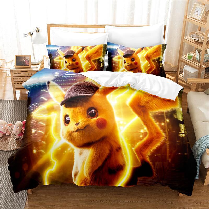 Cartoon Animation Digital Printing Bedding Quilt Cover Microfiber Polyester Cotton Three-Piece Set