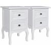 VidaXL Bedside Table 2 Pcs with 2 Drawers MDF White