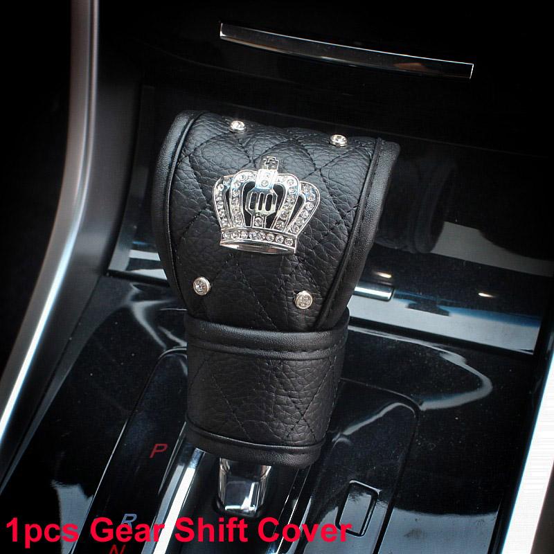 Модная Алмазная Корона с кристаллами, накладка на ремень безопасности автомобиля, стразы, кожаный чехол для рычага переключения передач, комплект ручного тормоза, аксессуары для салона автомобиля