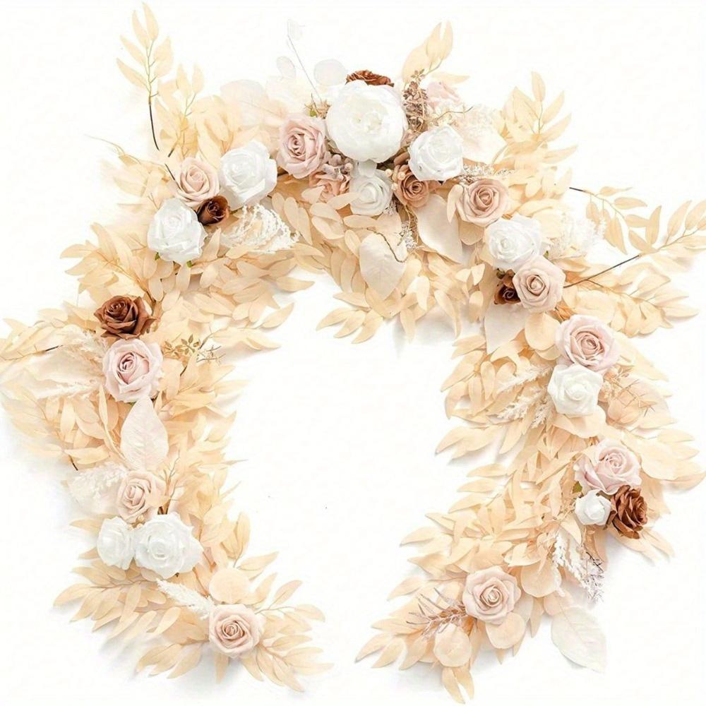 Гирлянда из листьев эвкалипта ивы с цветком, ручная работа, свадебный декор для стола в виде возлюбленной, арка, фон, украшения для свадебного декора на открытом воздухе, 1,8 м