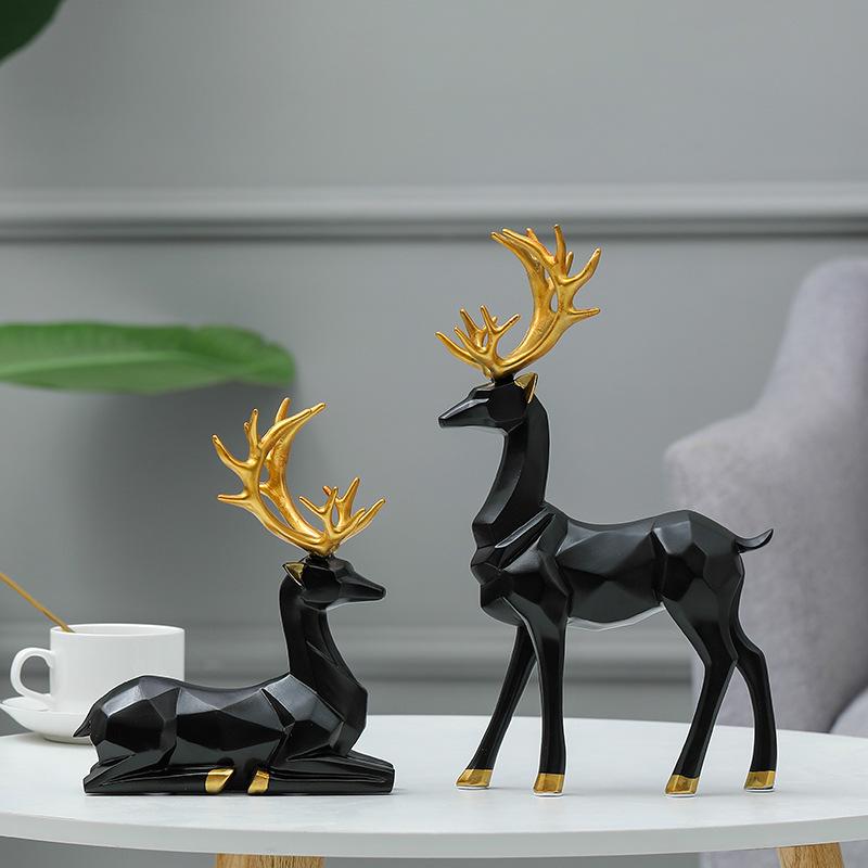 Nordic Resin Origami Elk Ornament for Living Room Decoration - Housewarming Gift