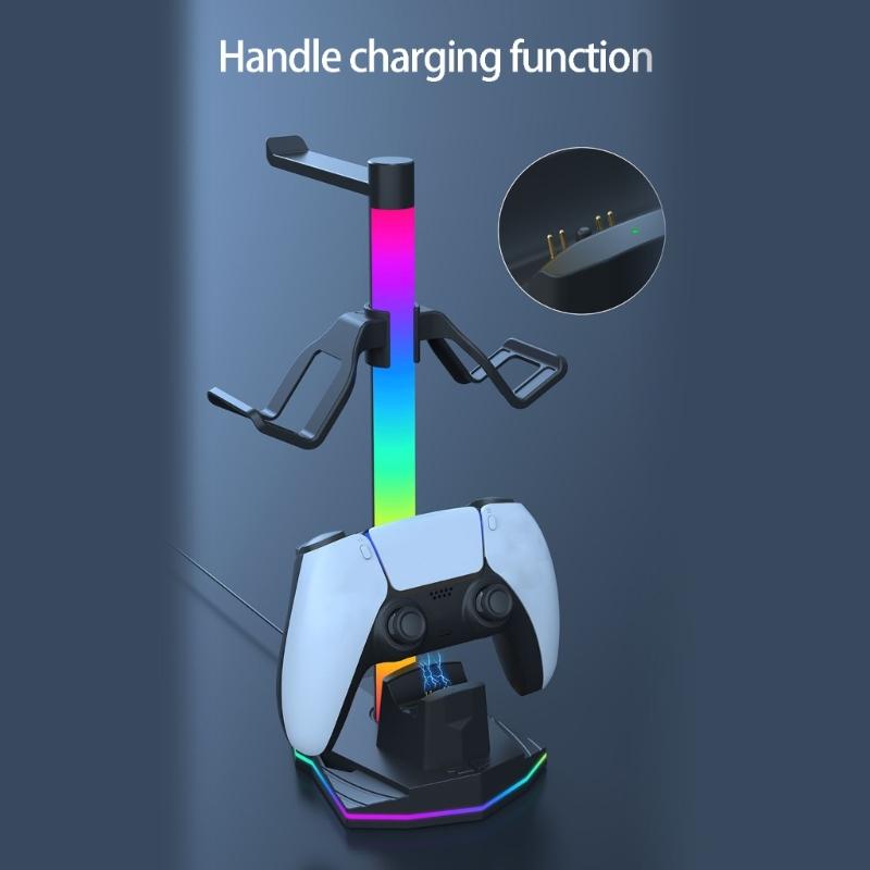Зарядная станция для игрового контроллера с LED-подсветкой и держателем для наушников для P5. Организованные игровые установки.