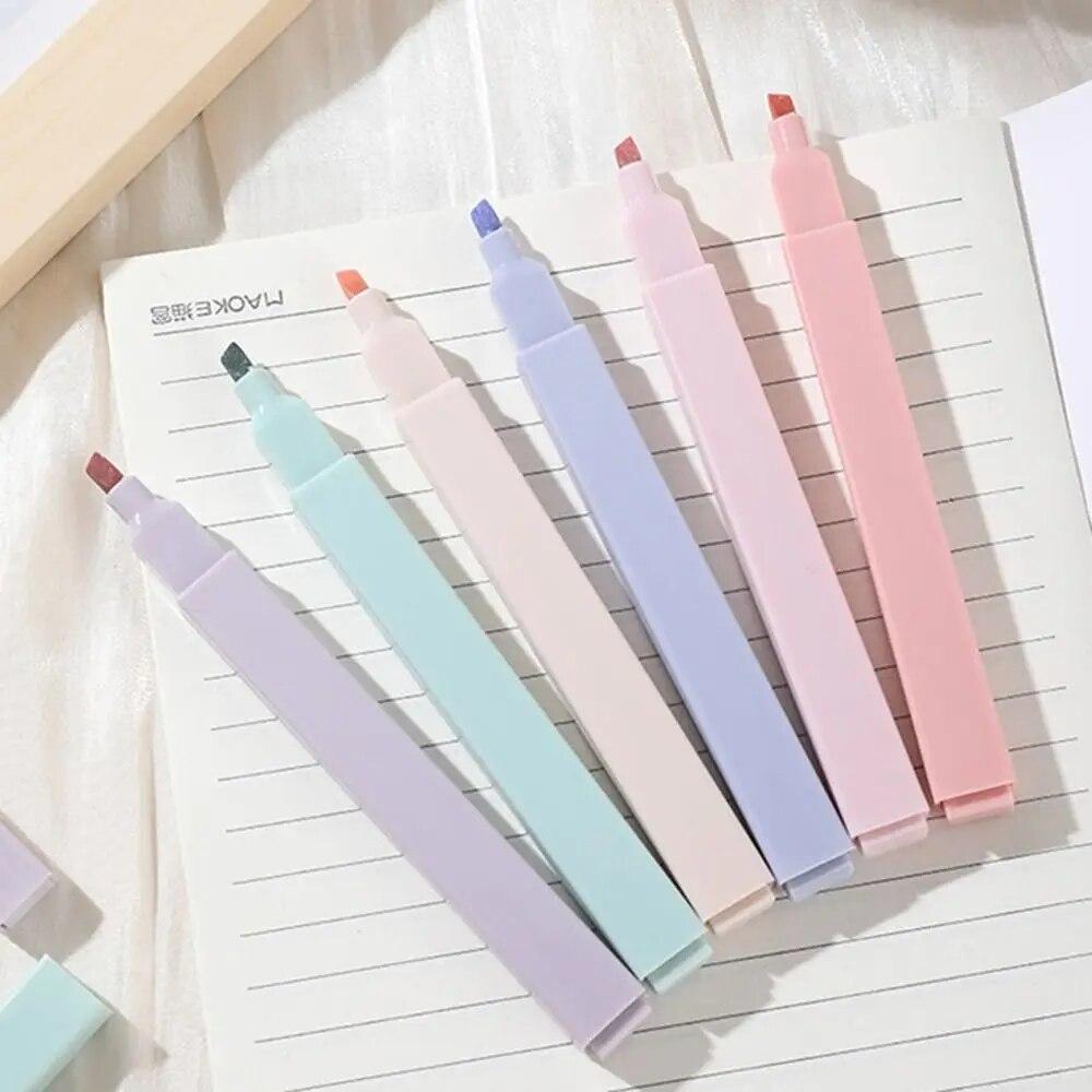 6Pcs Pastel Highlighters Pen Art Drawing Graffiti Marker Pen Colorful Fluorescent Pen Student Stationery School Office Supplies