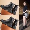 Модные женские ретро-сапоги, модные туфли на платформе, натуральная кожа, со шнуровкой, молния сбоку, толстая подошва, на низком каблуке, короткие ботильоны, женская обувь