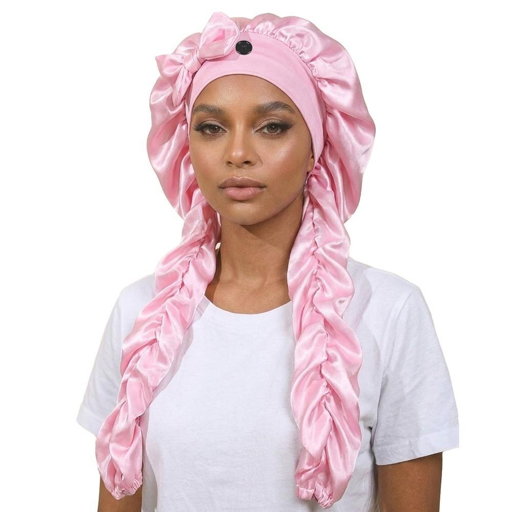 Satin Material Sleep Bonnet Long Curling Ribbons Curling Bonnet Stylish Satin Bonnet For Long Hair